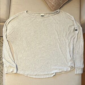 Roxy Light Gray Ribbed Long Sleeve Top